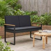 vidaXL Utomhusbänk med kudde Svart 107 x 61 x 80 cm konstrotting