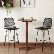 vidaXL Barpall 2 pcs Svart 44 x 55 x 109 cm Rattan och Stål