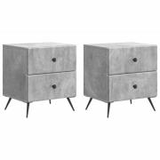 vidaXL Nattduksbord med låda 2 pcs Betonggrå 43 x 34,5 x 47,5 cm