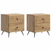 vidaXL Nattduksbord med låda 2 pcs Artisan-ek 43 x 34,5 x 47,5 cm