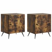 vidaXL Nattduksbord 2 pcs Rökt ek 43 x 34,5 x 50 cm Konstruerat trä
