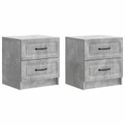 vidaXL Nattduksbord med låda 2 pcs Betonggrå 43 x 34,5 x 44,5 cm