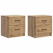 vidaXL Nattduksbord med låda 2 pcs Artisan-ek 43 x 34,5 x 44,5 cm