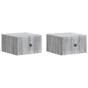 vidaXL Väggmonterat Sängbord 2 pcs Grå sonoma-ek 33 x 34,5 x 20 cm