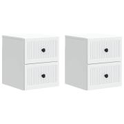 vidaXL Väggmonterat Sängbord med låda 2 pcs Vit 33 x 34,5 x 40 cm