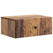 vidaXL Väggmonterat Sängbord med låda Gammalt trä 49 x 34,5 x 20 cm