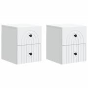 vidaXL Väggmonterat Sängbord med låda 2 pcs Vit 33 x 34,5 x 40 cm
