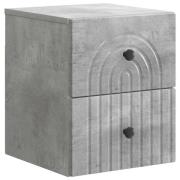 vidaXL Väggmonterat Sängbord med låda Betonggrå 33 x 34,5 x 40 cm