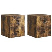 vidaXL Väggmonterat Sängbord med låda 2 pcs Rökt ek 33 x 34,5 x 40 cm