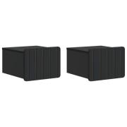 vidaXL Väggmonterat Sängbord med låda 2 pcs Svart 33 x 34,5 x 24 cm