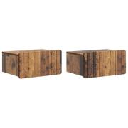vidaXL Väggmonterat Sängbord 2 pcs Gammalt trä 49 x 34,5 x 24 cm