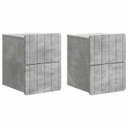 vidaXL Väggmonterat Sängbord 2 pcs Betonggrå 33 x 34,5 x 43 cm