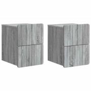 vidaXL Väggmonterat Sängbord 2 pcs Grå sonoma-ek 33 x 34,5 x 43 cm