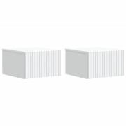 vidaXL Väggmonterat Sängbord med låda 2 pcs Vit 33 x 34,5 x 20 cm