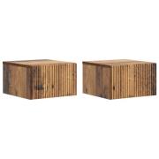 vidaXL Väggmonterat Sängbord 2 pcs Gammalt trä 33 x 34,5 x 20 cm