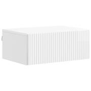 vidaXL Väggmonterat Sängbord med låda Vit högglans 49 x 34,5 x 20 cm