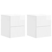 vidaXL Väggmonterat Sängbord 2 pcs Vit högglans 33 x 34,5 x 40 cm