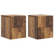 vidaXL Väggmonterat Sängbord 2 pcs Gammalt trä 33 x 34,5 x 40 cm
