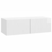 vidaXL Väggmonterad TV-bänk Väggmonterad Vit högglans 98 x 41 x 30 cm