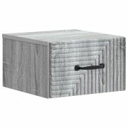 vidaXL Väggmonterat Sängbord med låda Grå sonoma-ek 34,5 x 33 x 20 cm