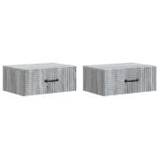 vidaXL Väggmonterat Sängbord 2 pcs Grå sonoma-ek 49 x 34,5 x 20 cm