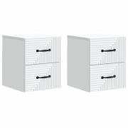 vidaXL Väggmonterat Sängbord med låda 2 pcs Vit 34,5 x 33 x 40 cm