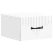 vidaXL Väggmonterat Sängbord med låda Vit högglans 34,5 x 33 x 20 cm