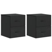 vidaXL Väggmonterat Sängbord med låda 2 pcs Svart 34,5 x 33 x 40 cm