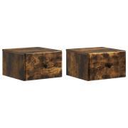 vidaXL Väggmonterat Sängbord med låda 2 pcs Rökt ek 34,5 x 33 x 20 cm