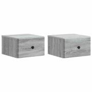 vidaXL Väggmonterat Sängbord 2 pcs Grå sonoma-ek 34,5 x 33 x 20 cm