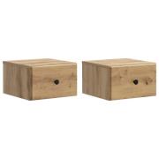 vidaXL Väggmonterat Sängbord 2 pcs Artisan-ek 34,5 x 33 x 20 cm