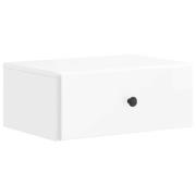 vidaXL Väggmonterat Sängbord med låda Vit högglans 49 x 34,5 x 20 cm