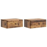 vidaXL Väggmonterat Sängbord 2 pcs Gammalt trä 49 x 34,5 x 20 cm