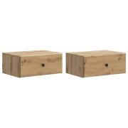 vidaXL Väggmonterat Sängbord 2 pcs Artisan-ek 49 x 34,5 x 20 cm