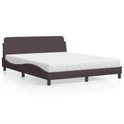 vidaXL Bed with Mattress "Dover" Dark Brown 160x200 cm Fabric