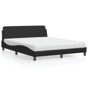 vidaXL Bed with Mattress "Dover" Black 160x200 cm Faux Leather