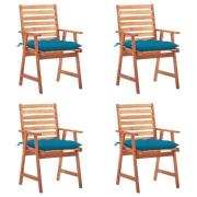 vidaXL Trädgårdsstolar 4 st med dynor massivt akaciaträ
