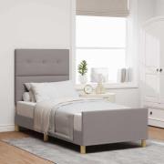 vidaXL Sängram med huvudgavel Taupe 100 x 200 cm tyg