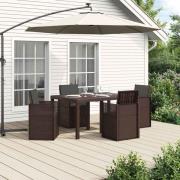 vidaXL Trädgårdsmöbelset med kudde 5 pcs Brun och antracit PP