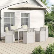 vidaXL Trädgårdsmöbelset med kudde 7 pcs Vit och grädde PP