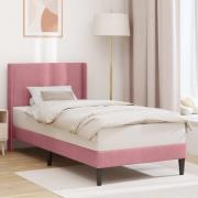 vidaXL Sängram med huvudgavel Rosa 90 x 190 cm Sammet