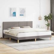 vidaXL Sängram med huvudgavel Taupe 200 x 200 cm Tyg