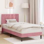 vidaXL Sängram med huvudgavel Rosa 100 x 200 cm Sammet
