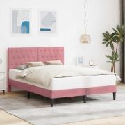 vidaXL Sängram med huvudgavel Rosa 160 x 200 cm Sammet