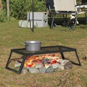 vidaXL Vikbar Campinggrill Svart 58 x 31 x 2 cm Legerat stål