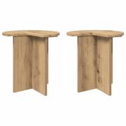 vidaXL Sidobord 2 pcs Artisan-ek Ø 39 x 38 cm Konstruerat trä