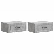 vidaXL Väggmonterat Sängbord 2 pcs Betonggrå 49 x 34,5 x 20 cm