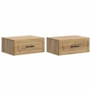 vidaXL Väggmonterat Sängbord 2 pcs Artisan-ek 49 x 34,5 x 20 cm