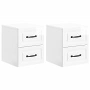 vidaXL Väggmonterat Sängbord 2 pcs Vit högglans 34,5 x 33 x 40 cm