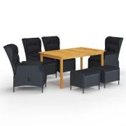 vidaXL Matgrupp för trädgården 7 delar mörkgrå